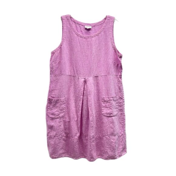 J. Jill Love Linen 100% Linen Sleeveless Shift Dress PL Petite Lilac Beach Pocke